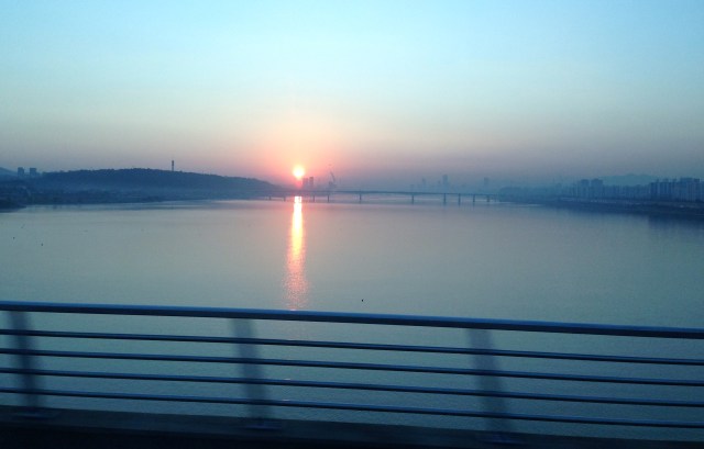 Sun rise from the train